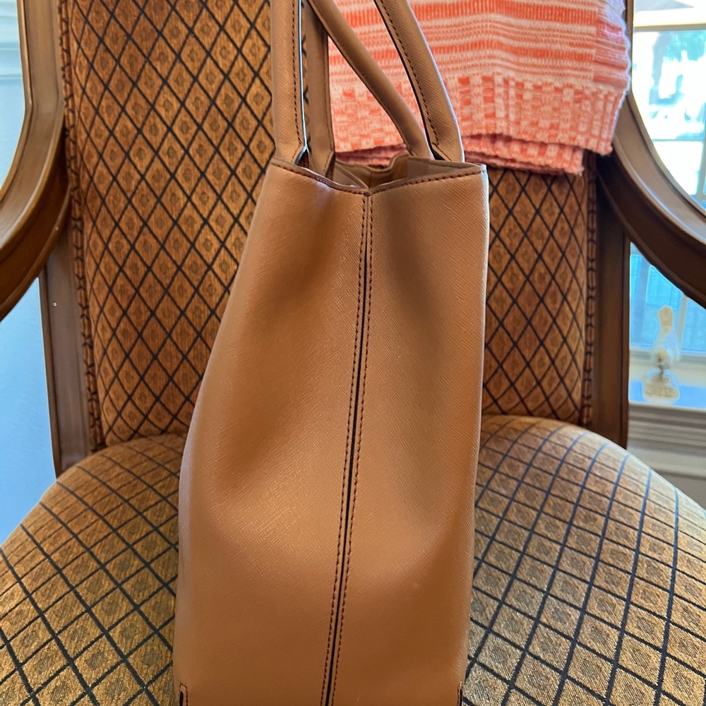 Kate Spade Camel Leather Tote Handbag 15” W 12” H x 6" D - Picture 3 of 6